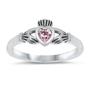 Sterling Silver & Cubic Zirconia Claddagh Ring